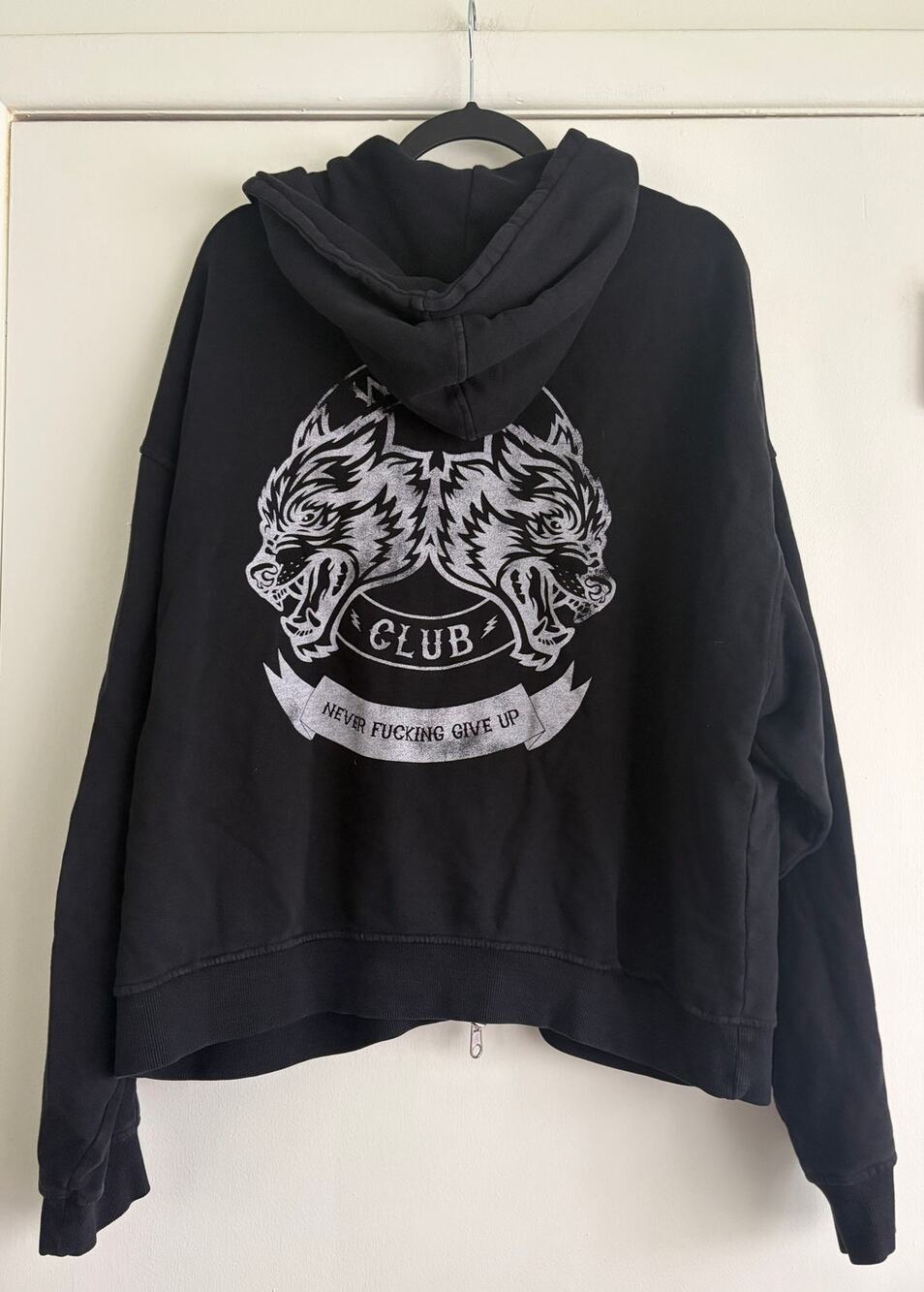 Darc Sport Wolves Club Hoodie XL Black Zip Up Distressed Thrashed Gym  Flaw